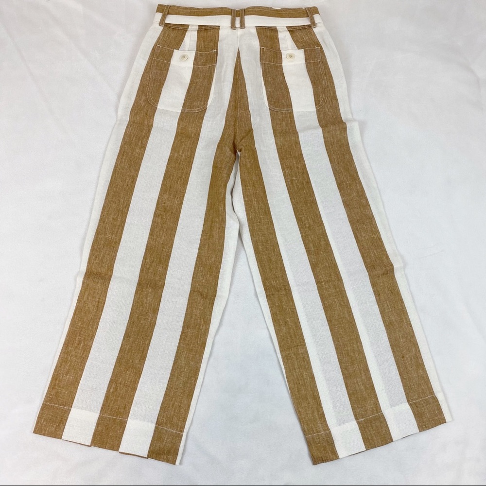 J. Crew Wide-Leg Striped Linen Pants in White and Tan - Picture 7 of 8